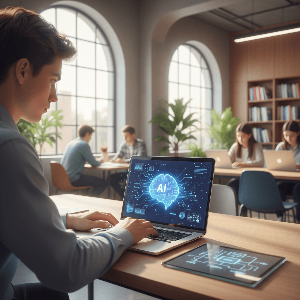 Professional photography illustrating The ethics of AI in academic assessment