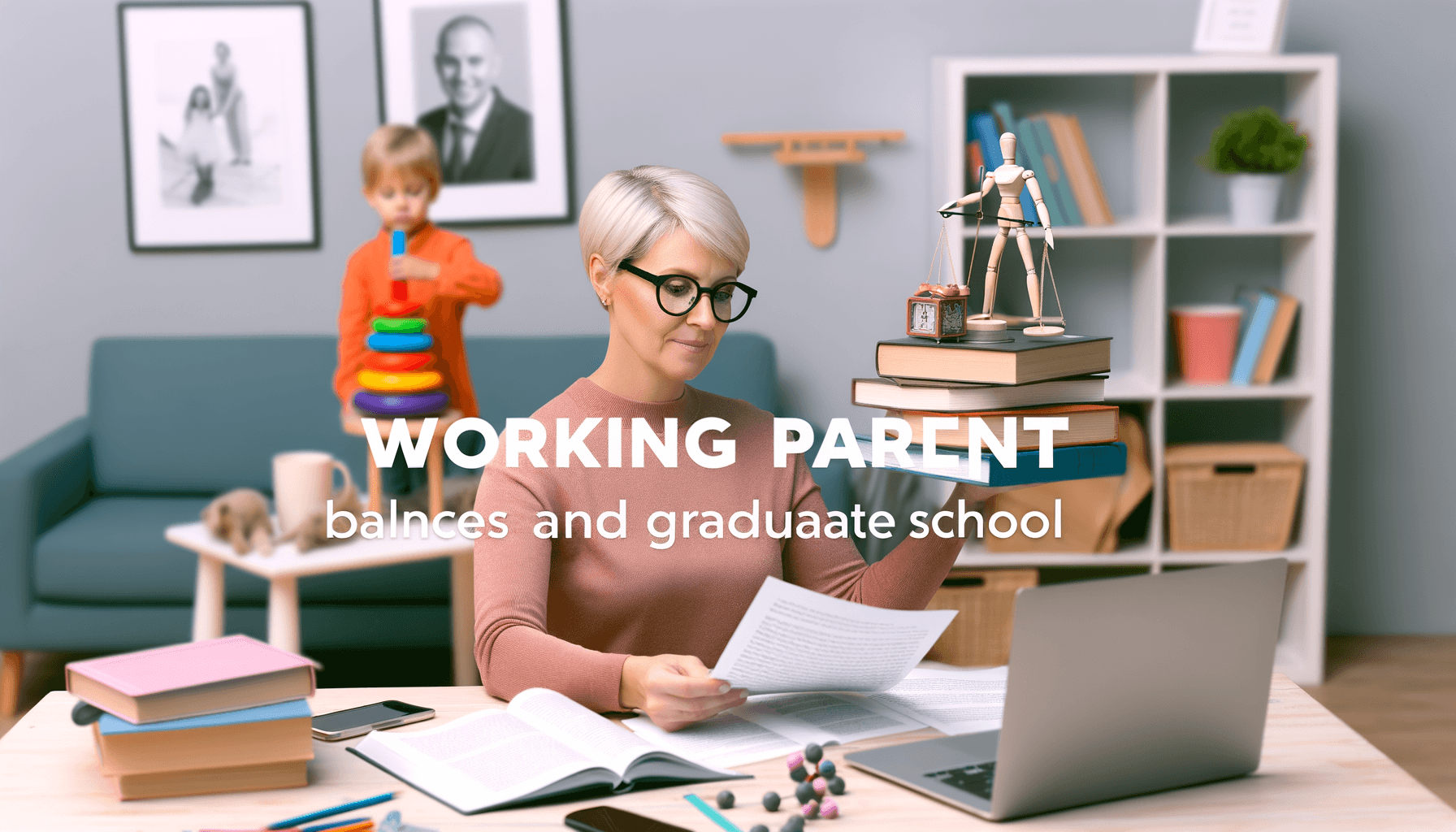 AI-generated professional image for Working parent balances family and graduate school